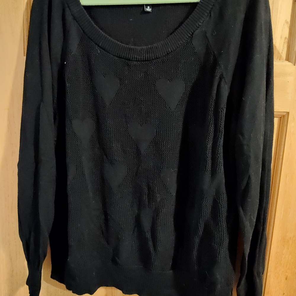 Torrid Black Sweater with Heart Design